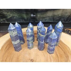 1 Each Natural Blue Lapis Lazuli & Pyrite Crystal Point Tower Brazil Rare